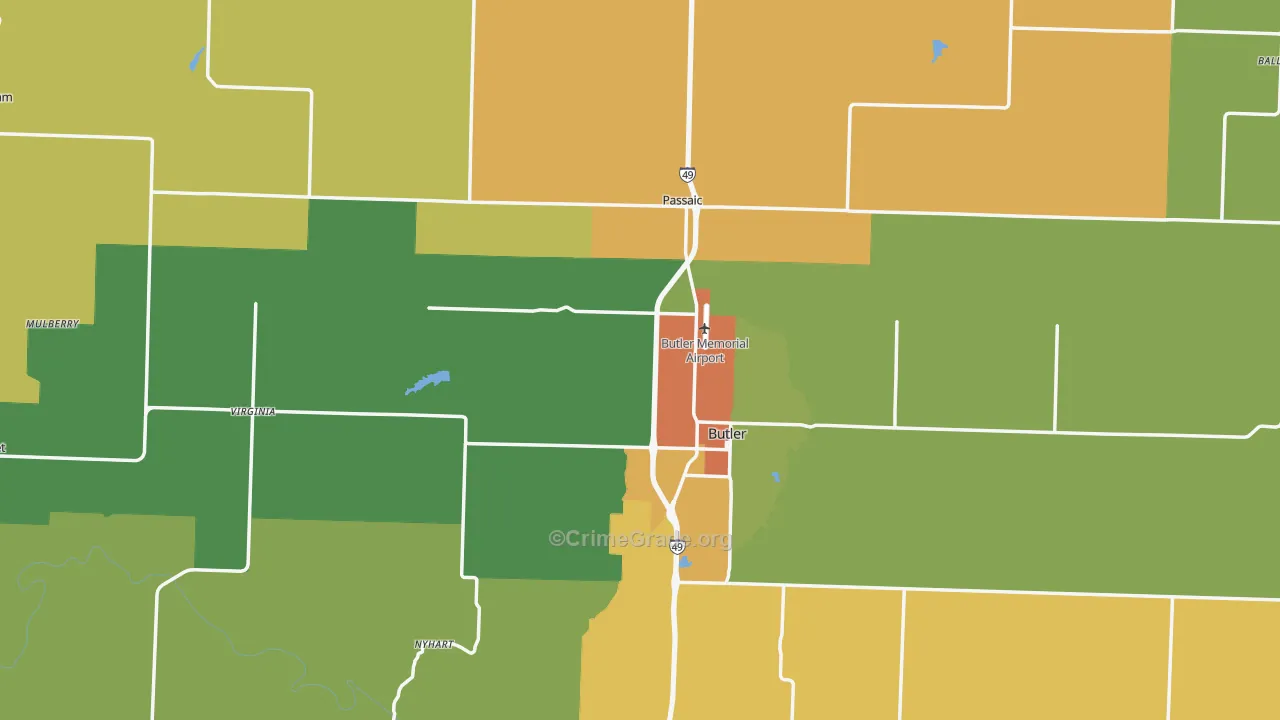 Bates County, MO Map of Assault Rates
