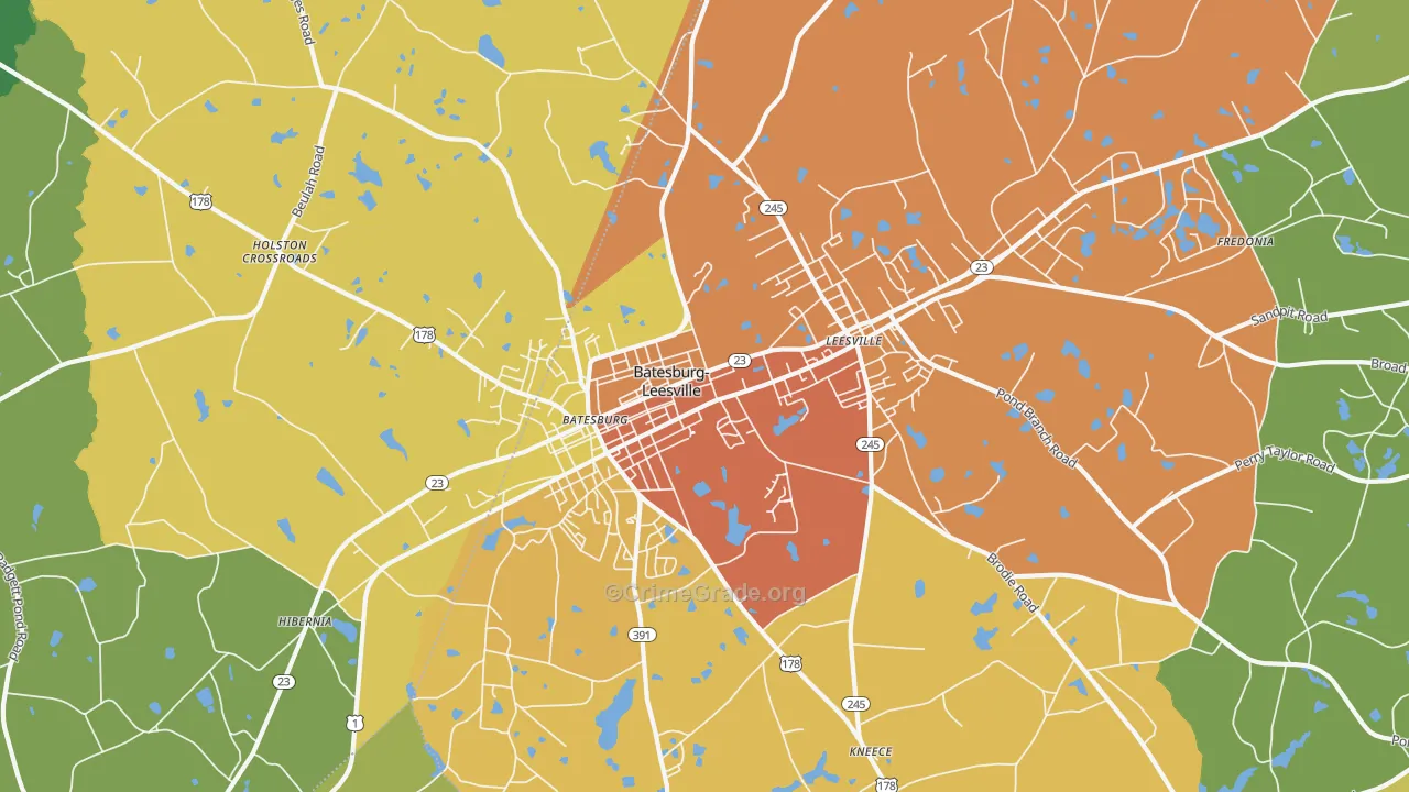 Batesburg-Leesville, SC Map of Assault Rates