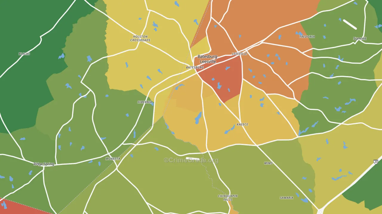 Batesburg, SC Map of Assault Rates