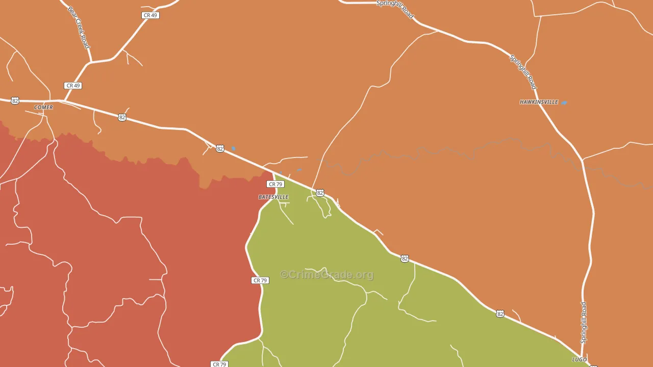 Batesville, AL Map of Assault Rates