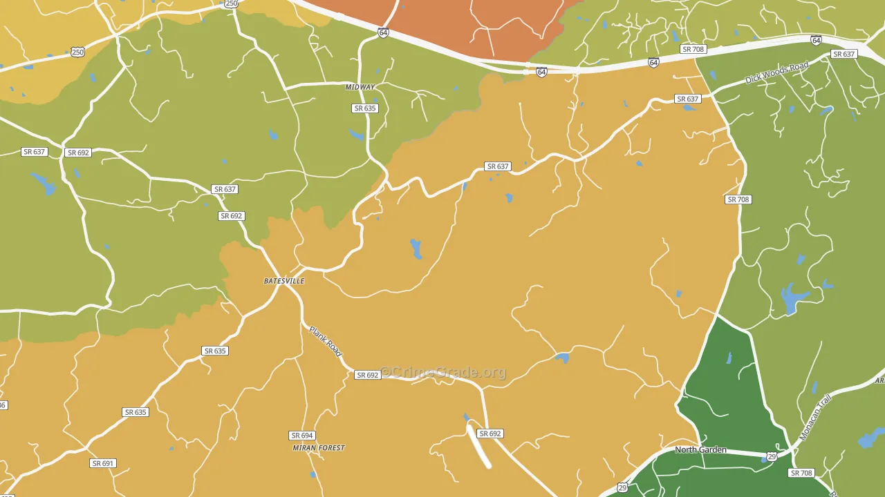 Batesville, VA Map of Assault Rates