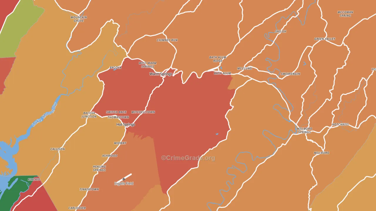 Bath County, VA Map of Assault Rates
