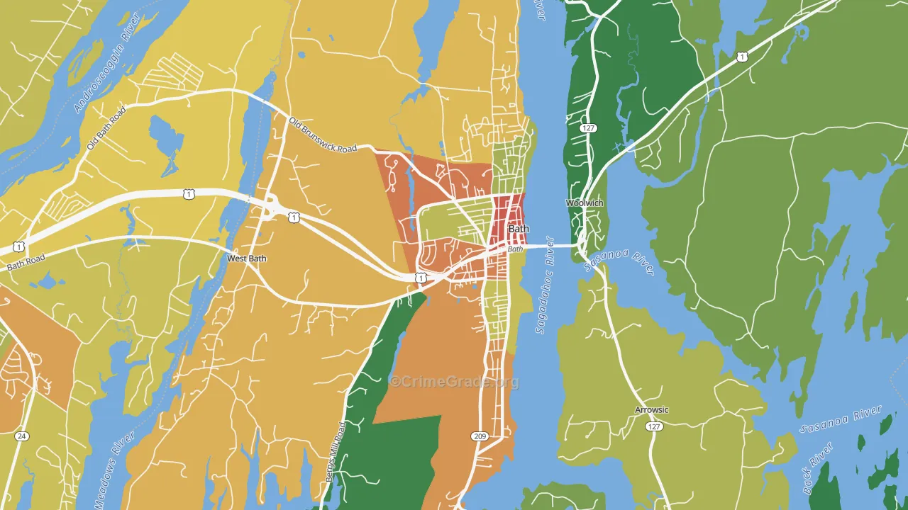 Bath, ME Map of Assault Rates