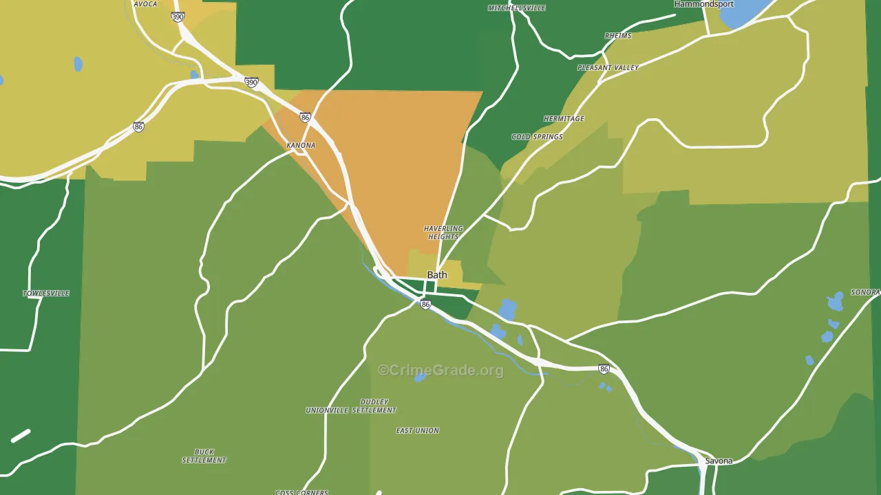 Bath, NY Map of Assault Rates