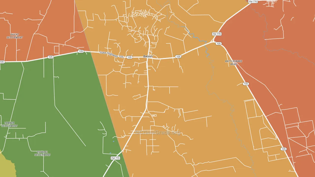Batson, TX Map of Assault Rates