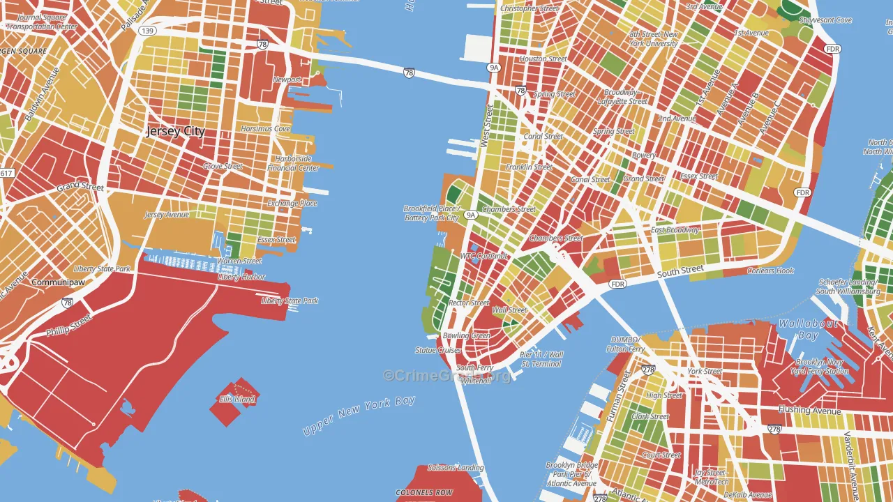 Battery Park, Manhattan, NY Map of Assault Rates