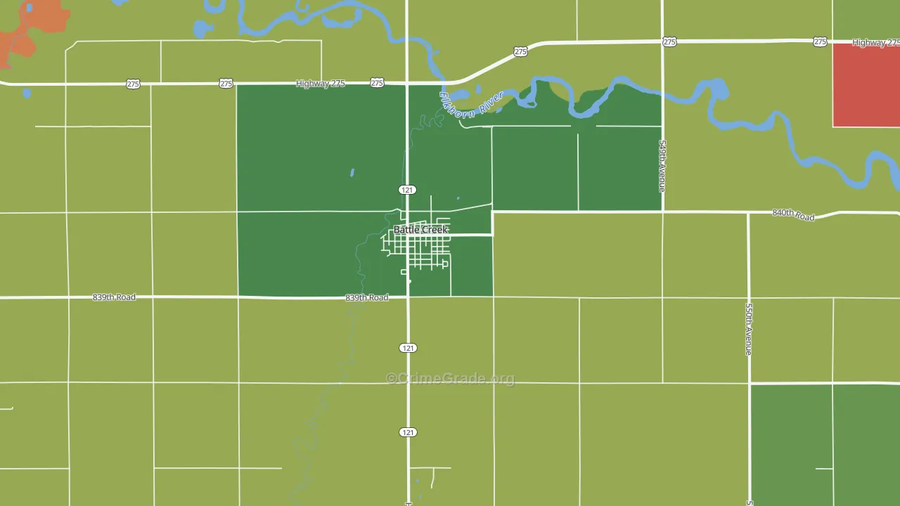 Battle Creek, NE Map of Assault Rates
