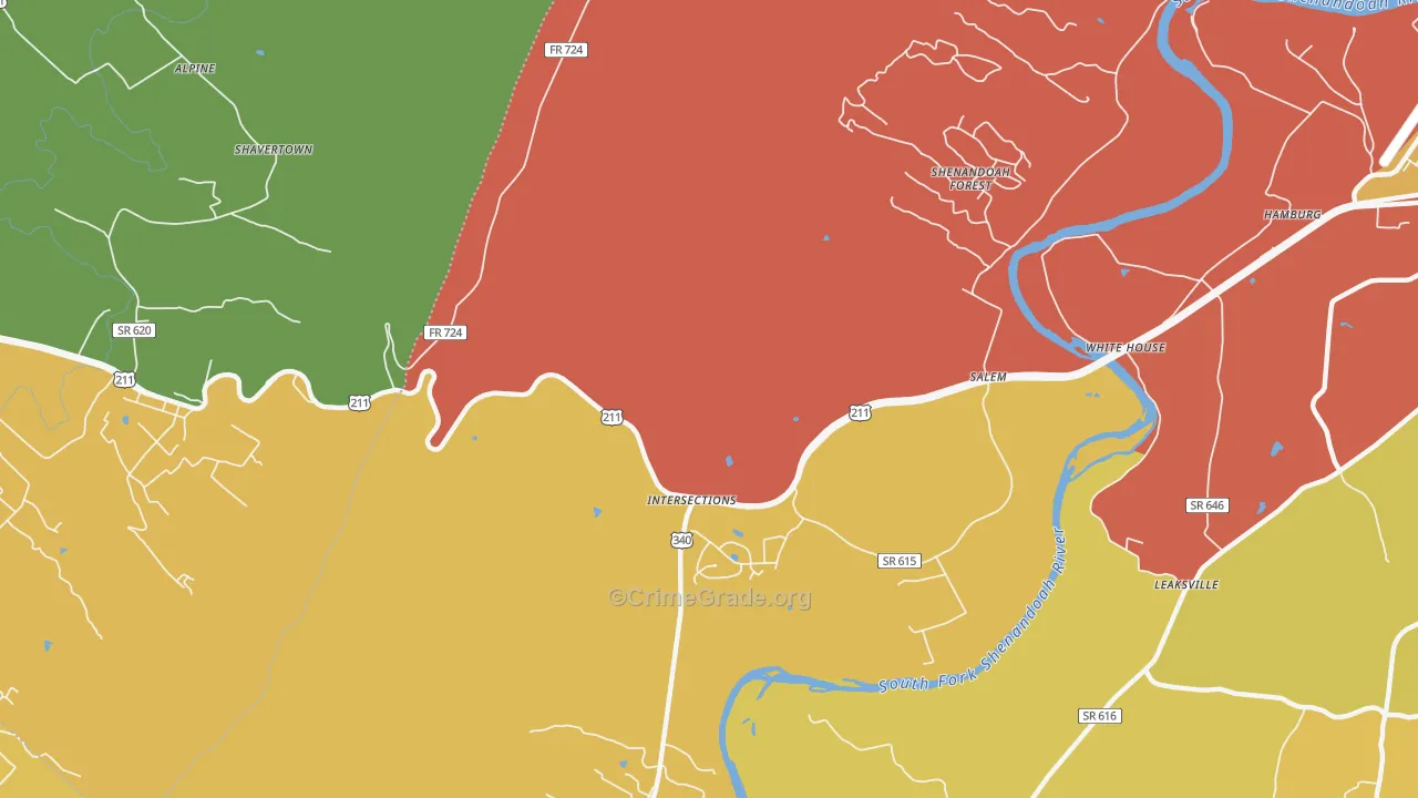 Battle Creek, VA Map of Assault Rates