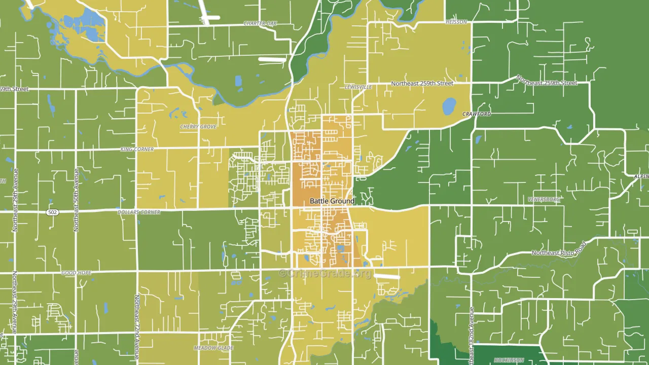 Battle Ground, WA Map of Assault Rates