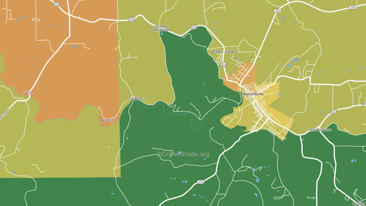 Battle Hollow, PA Map of Assault Rates
