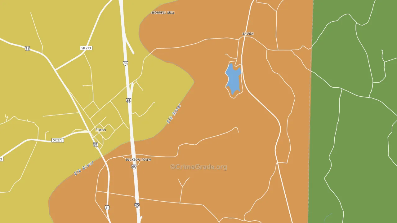 Baugh, TN Map of Assault Rates