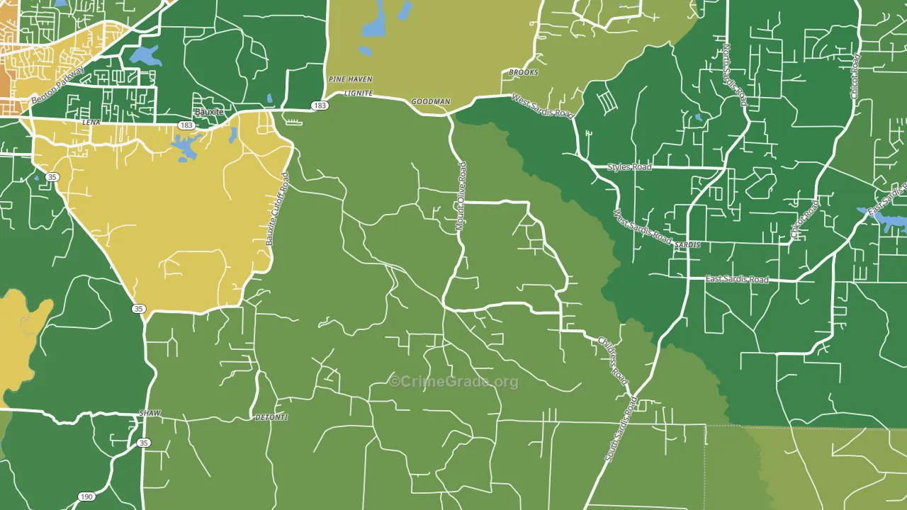 Bauxite, AR Map of Assault Rates