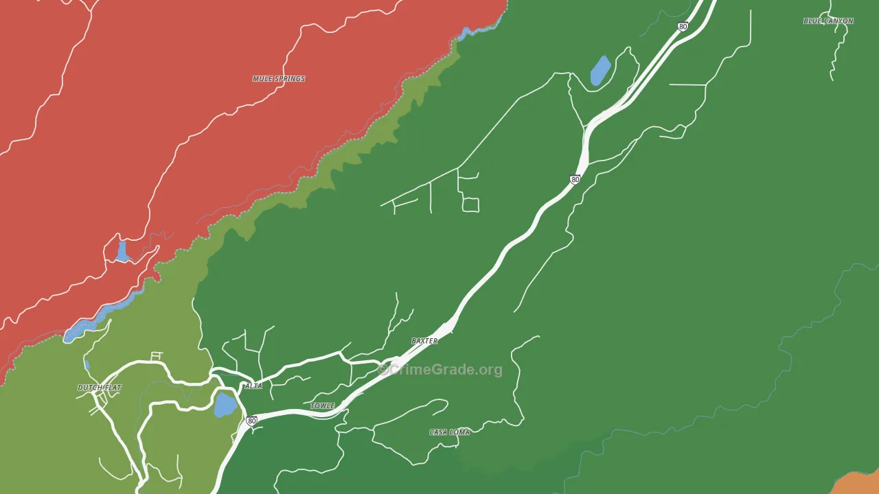 Baxter, CA Map of Assault Rates
