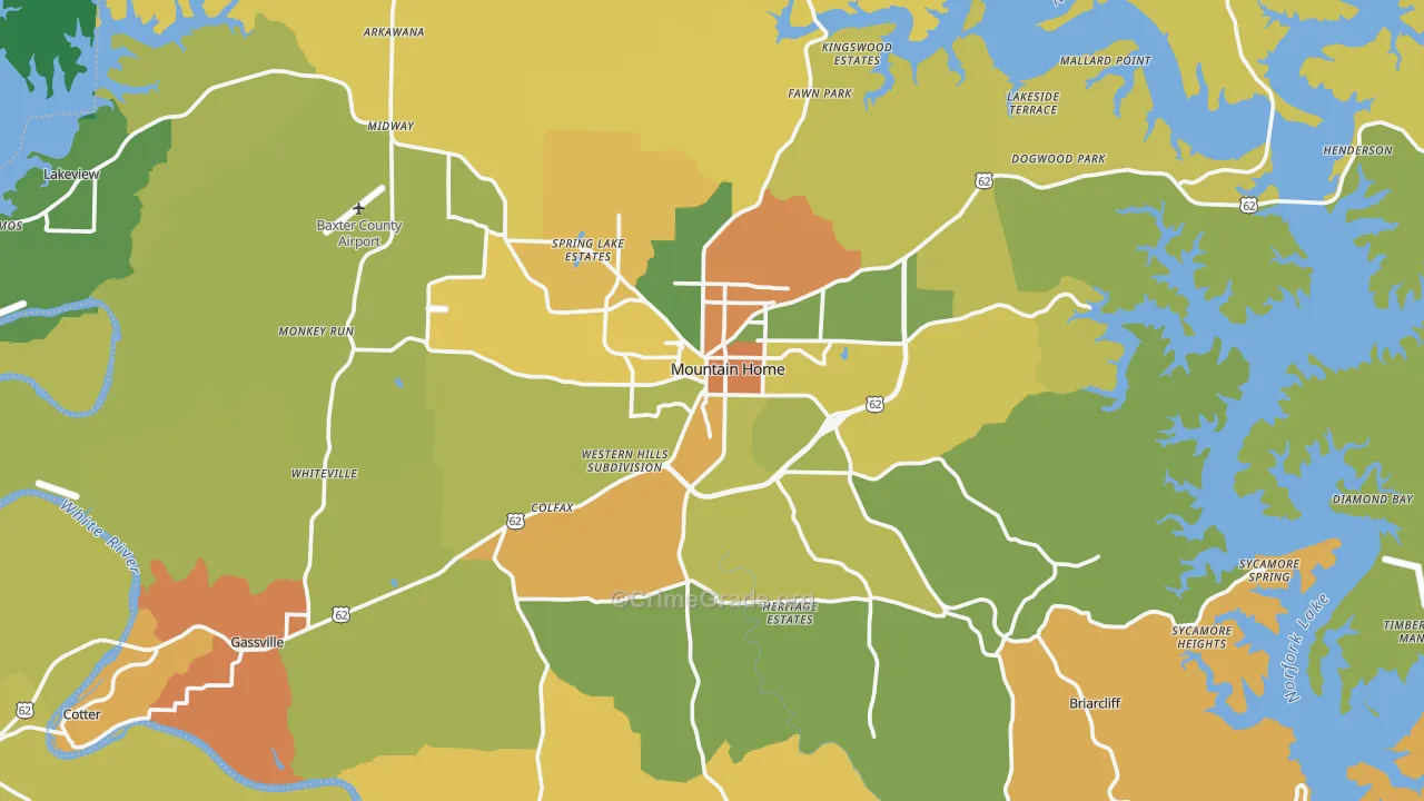 Baxter County, AR Map of Assault Rates