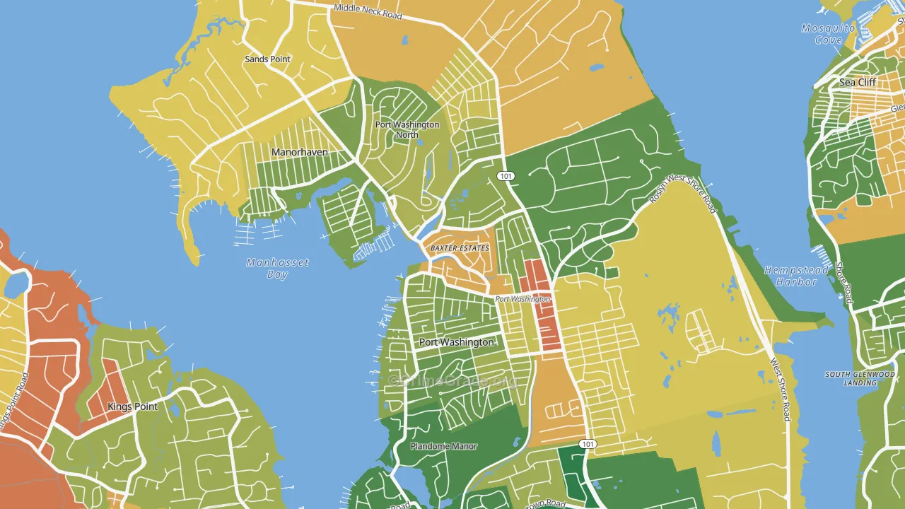 Baxter Estates, NY Map of Assault Rates