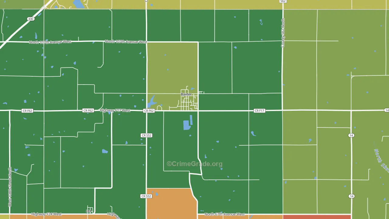 Baxter, IA Map of Assault Rates