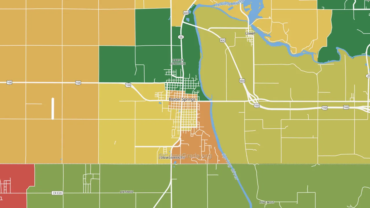 Baxter Springs, KS Map of Assault Rates