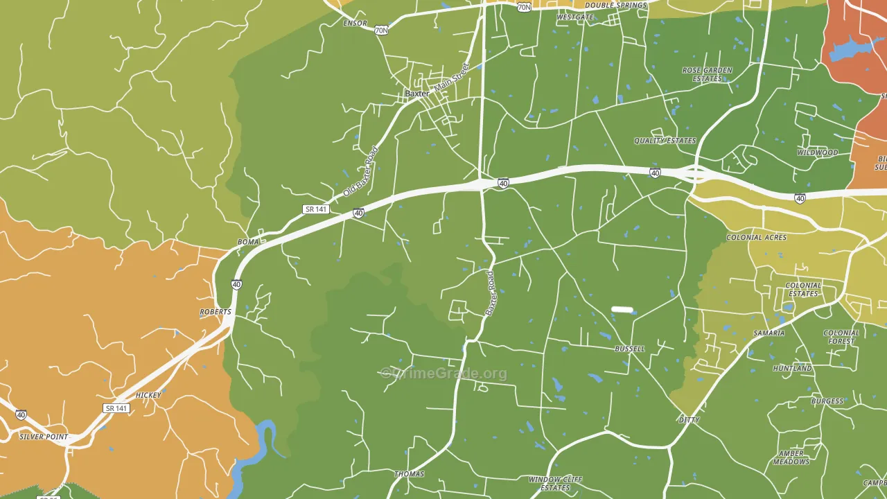 Baxter, TN Map of Assault Rates
