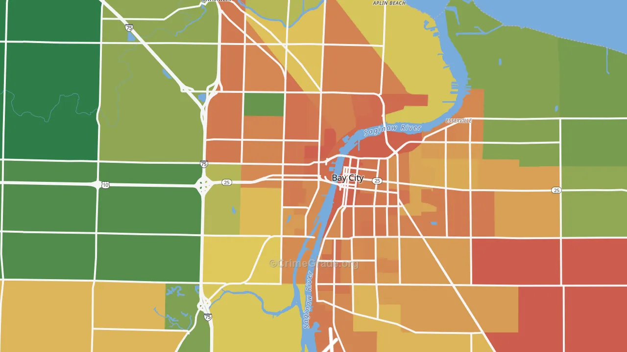 Bay City, MI Map of Assault Rates