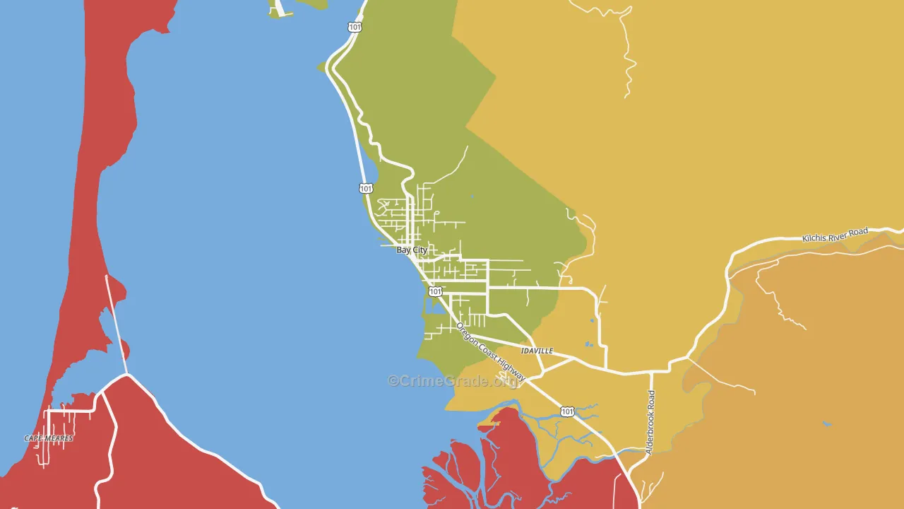 Bay City, OR Map of Assault Rates
