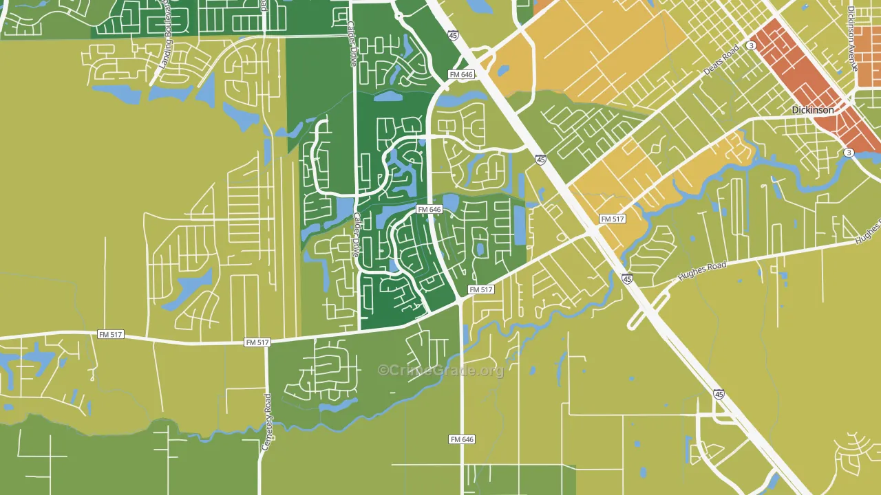 Bay Colony, League City, TX Map of Assault Rates