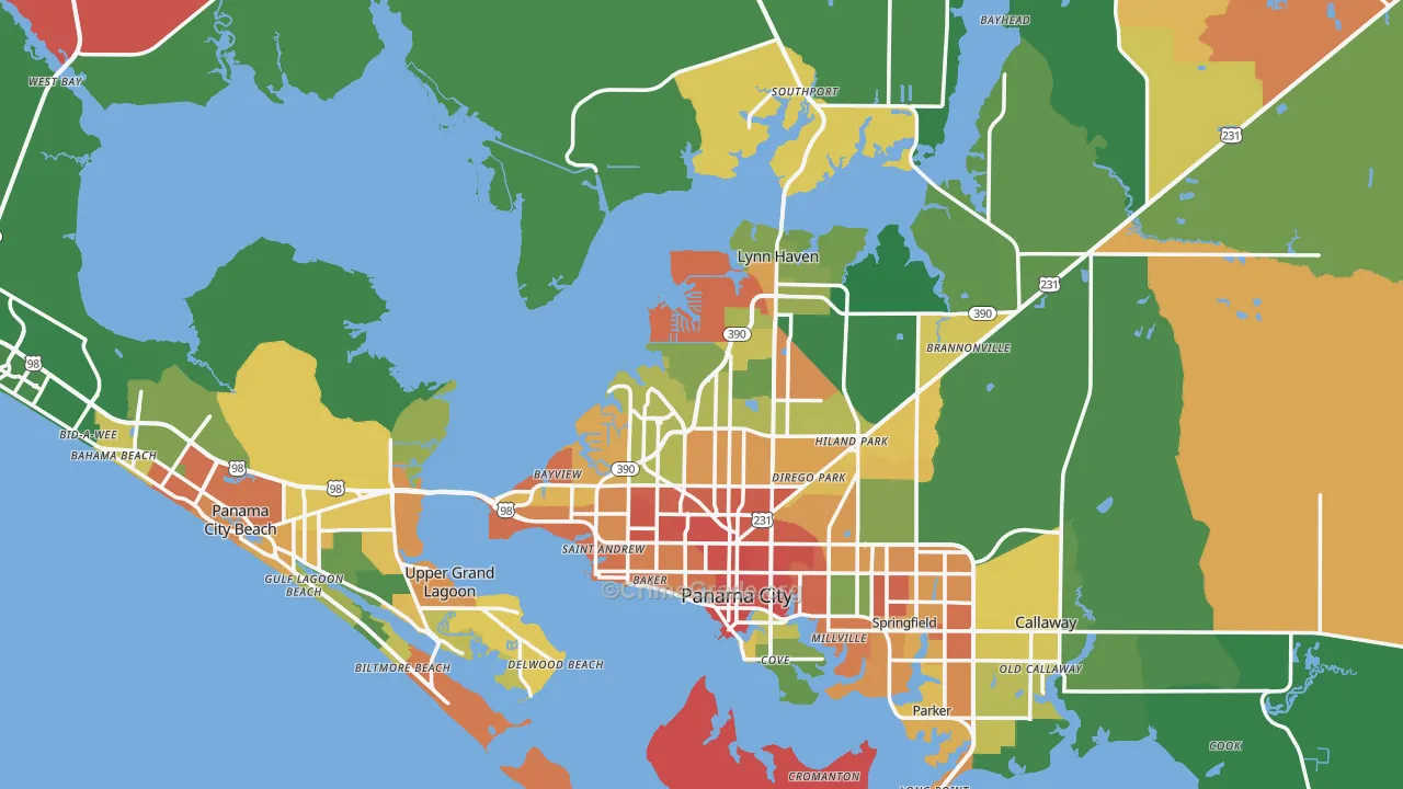 Bay County, FL Map of Assault Rates