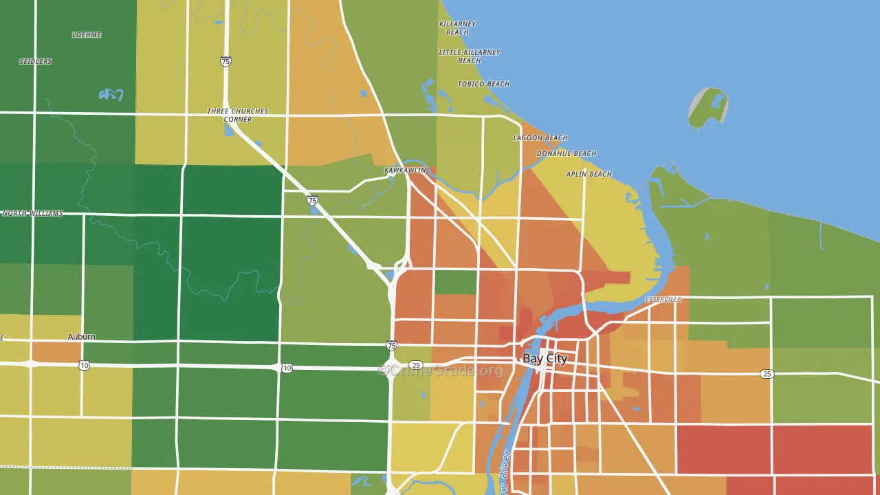 Bay County, MI Map of Assault Rates