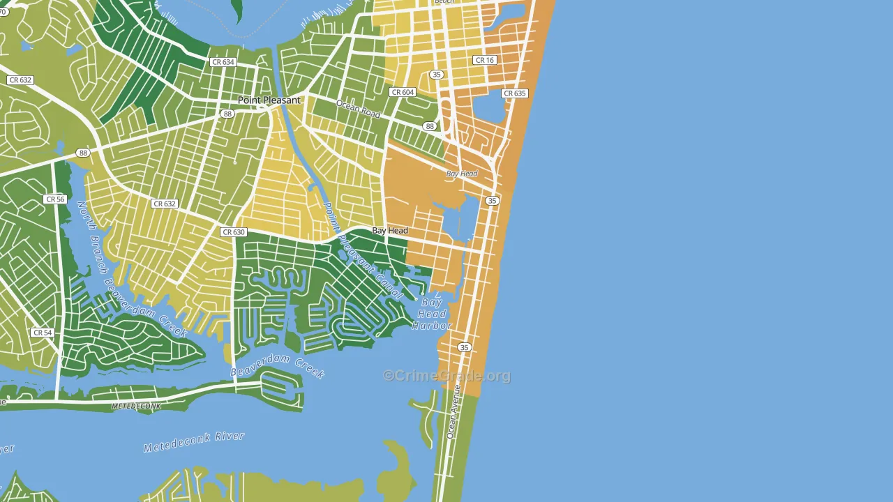 Bay Head, NJ Map of Assault Rates