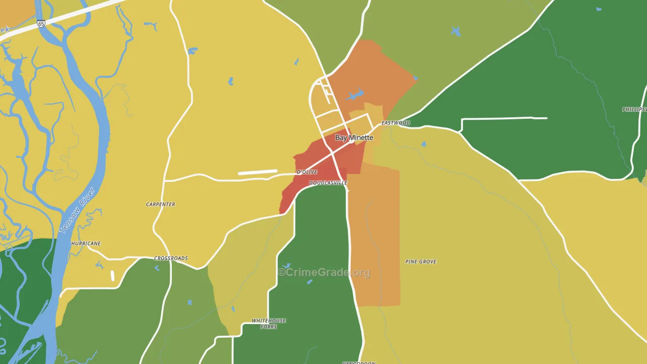 Bay Minette, AL Map of Assault Rates