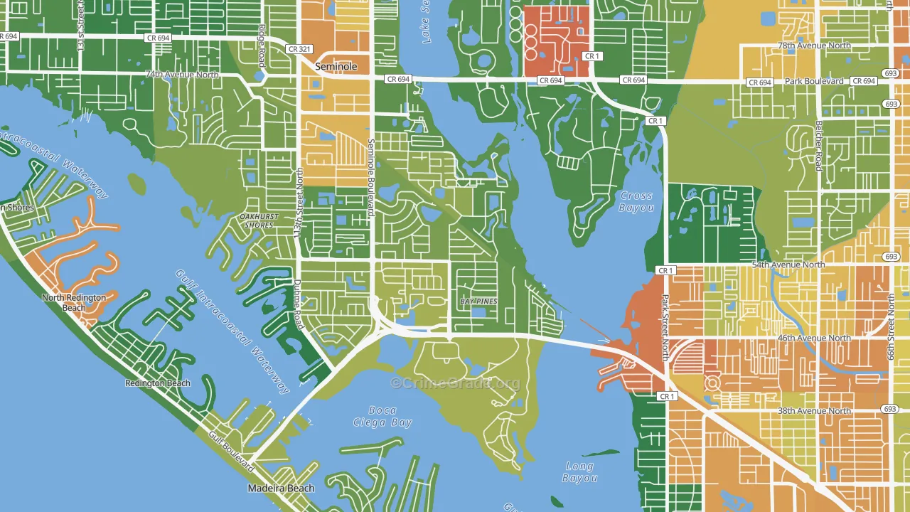 Bay Pines, FL Map of Assault Rates