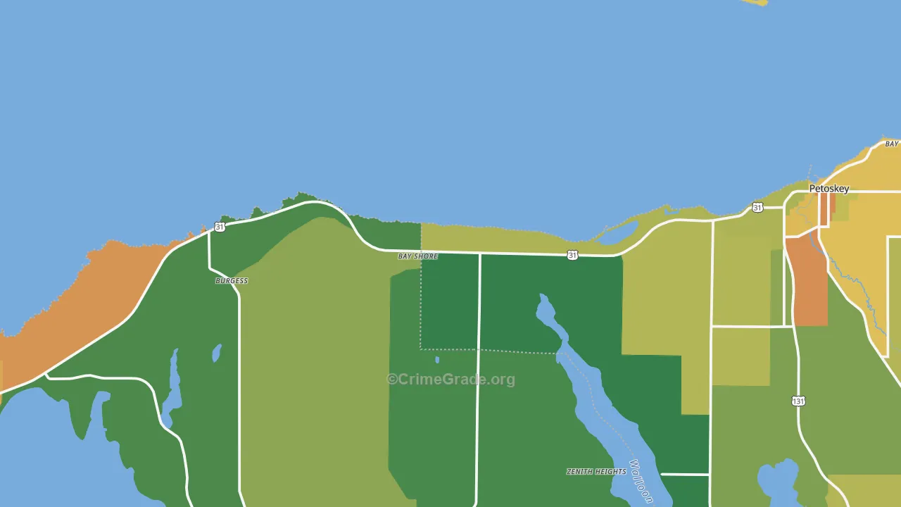 Bay Shore, MI Map of Assault Rates