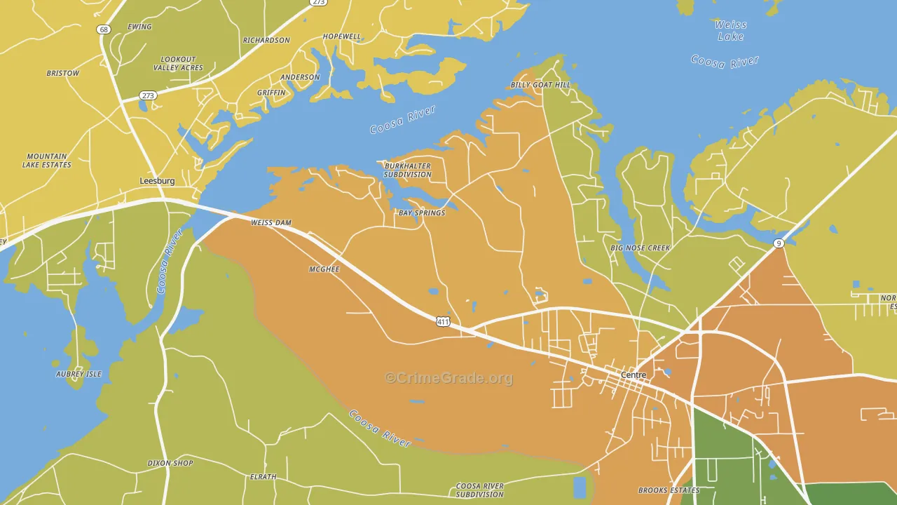 Bay Springs, AL Map of Assault Rates