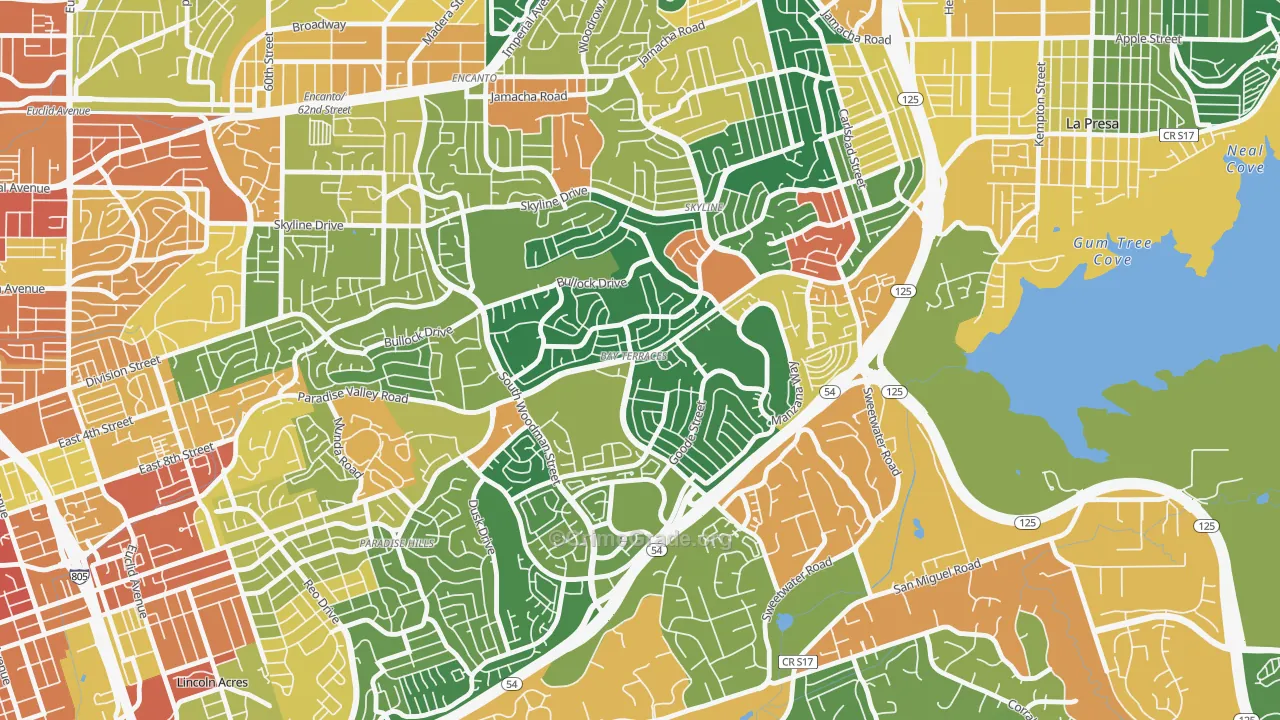 Bay Terraces, San Diego, CA Map of Assault Rates