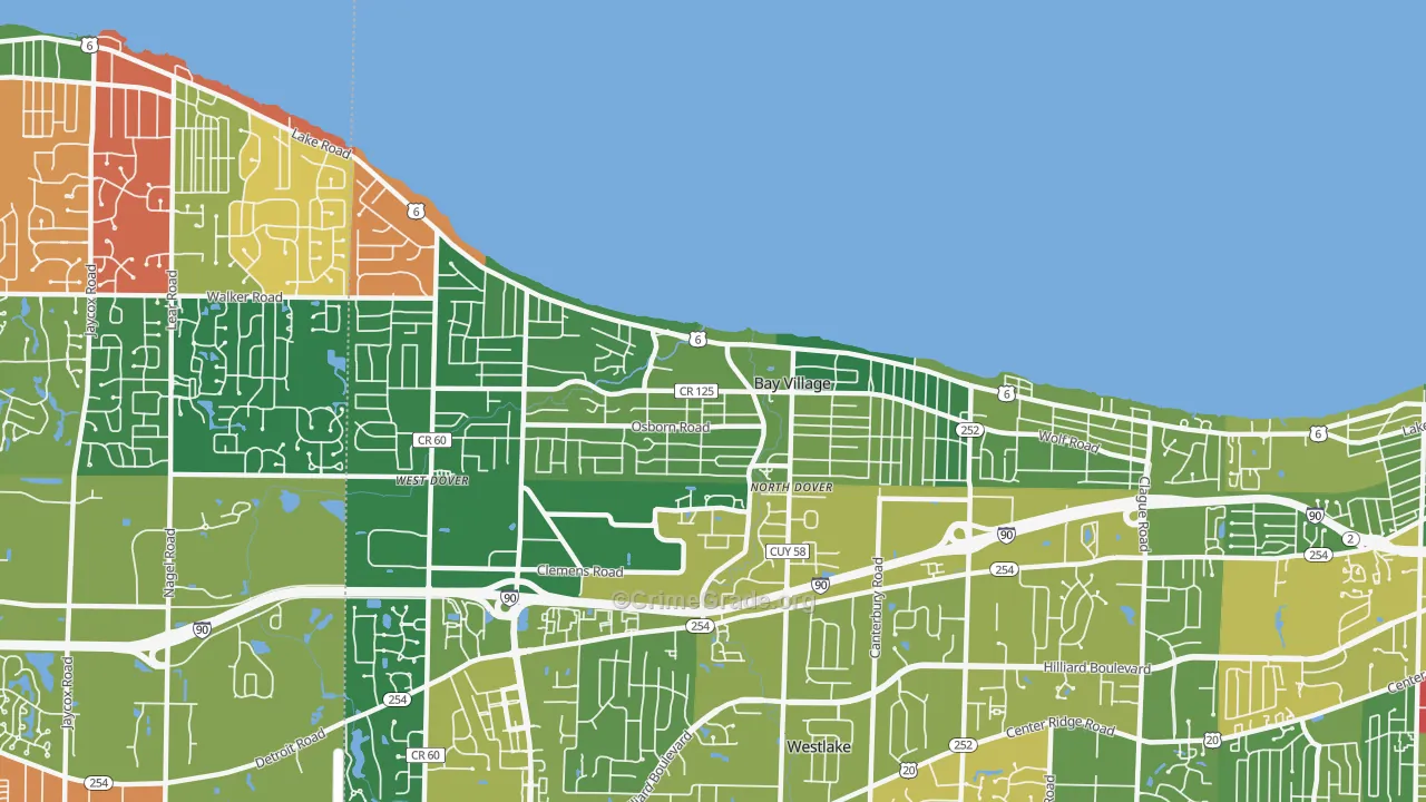Bay Village, OH Map of Assault Rates