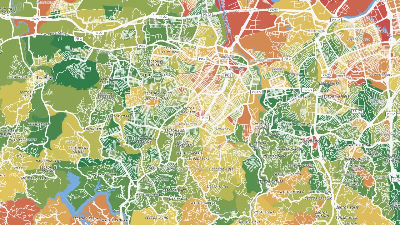 Bayamon Municipio, PR Map of Assault Rates