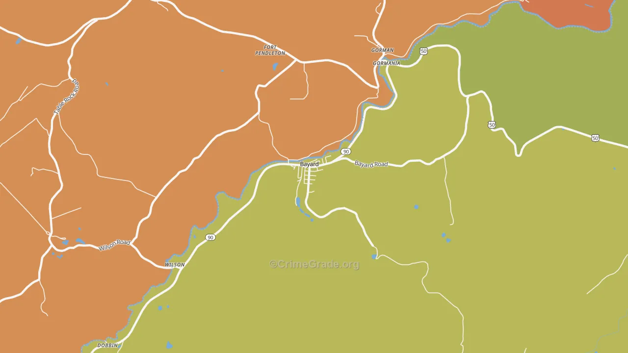 Bayard, WV Map of Assault Rates