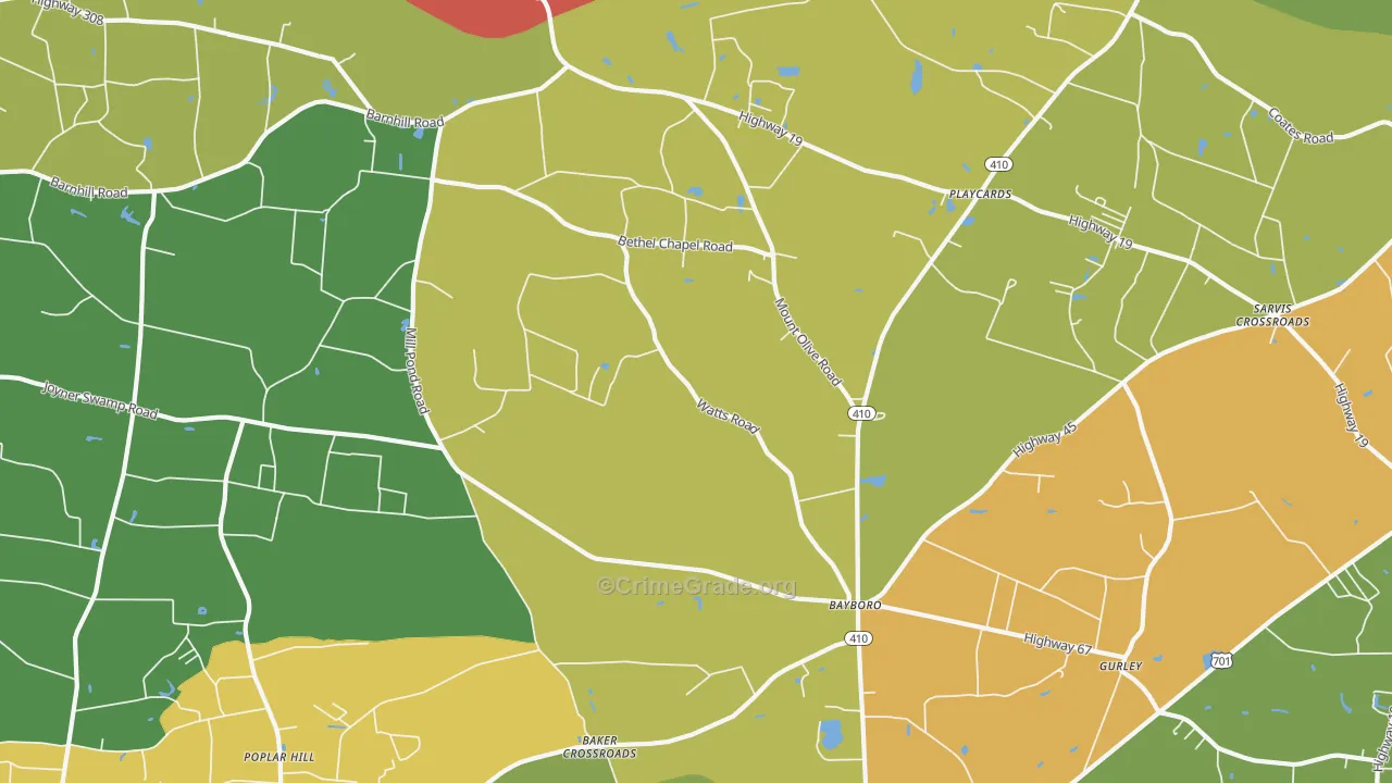 Bayboro, SC Map of Assault Rates