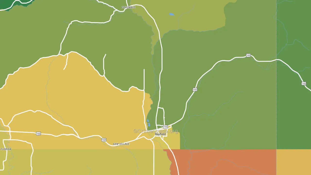 Bayfield, CO Map of Assault Rates