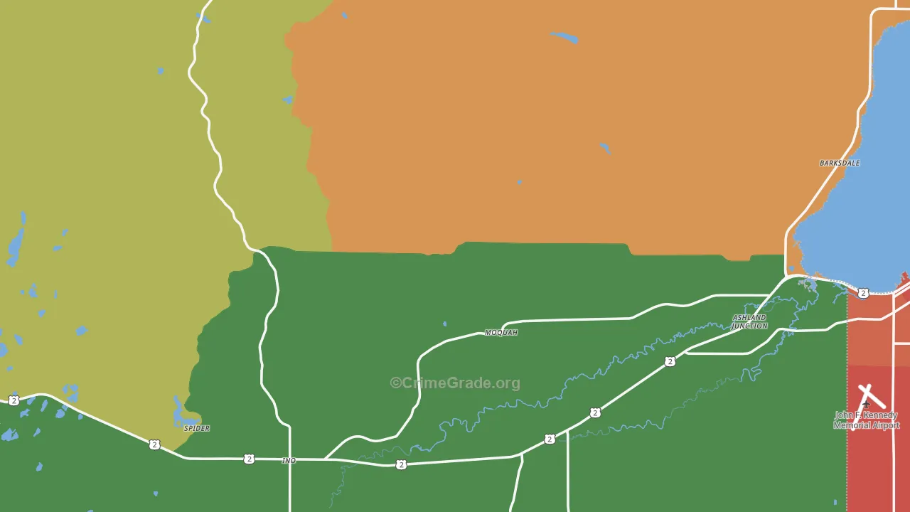Bayfield County, WI Map of Assault Rates