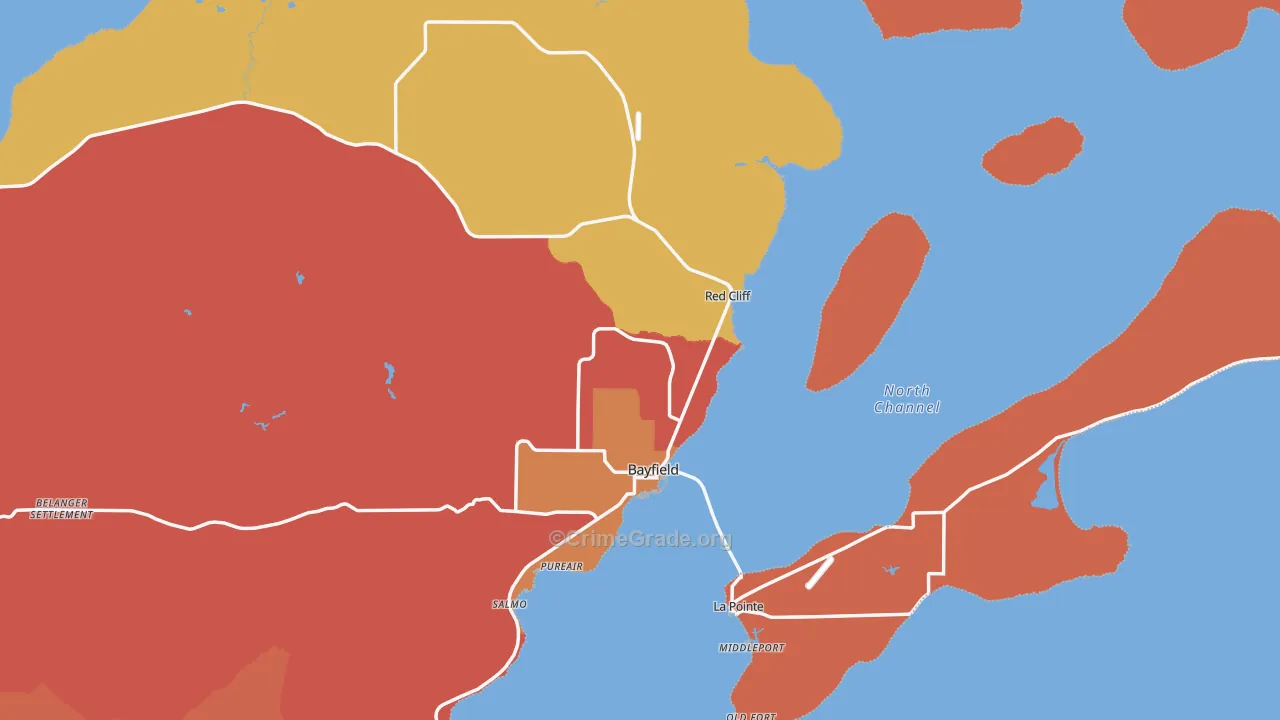 Bayfield, WI Map of Assault Rates