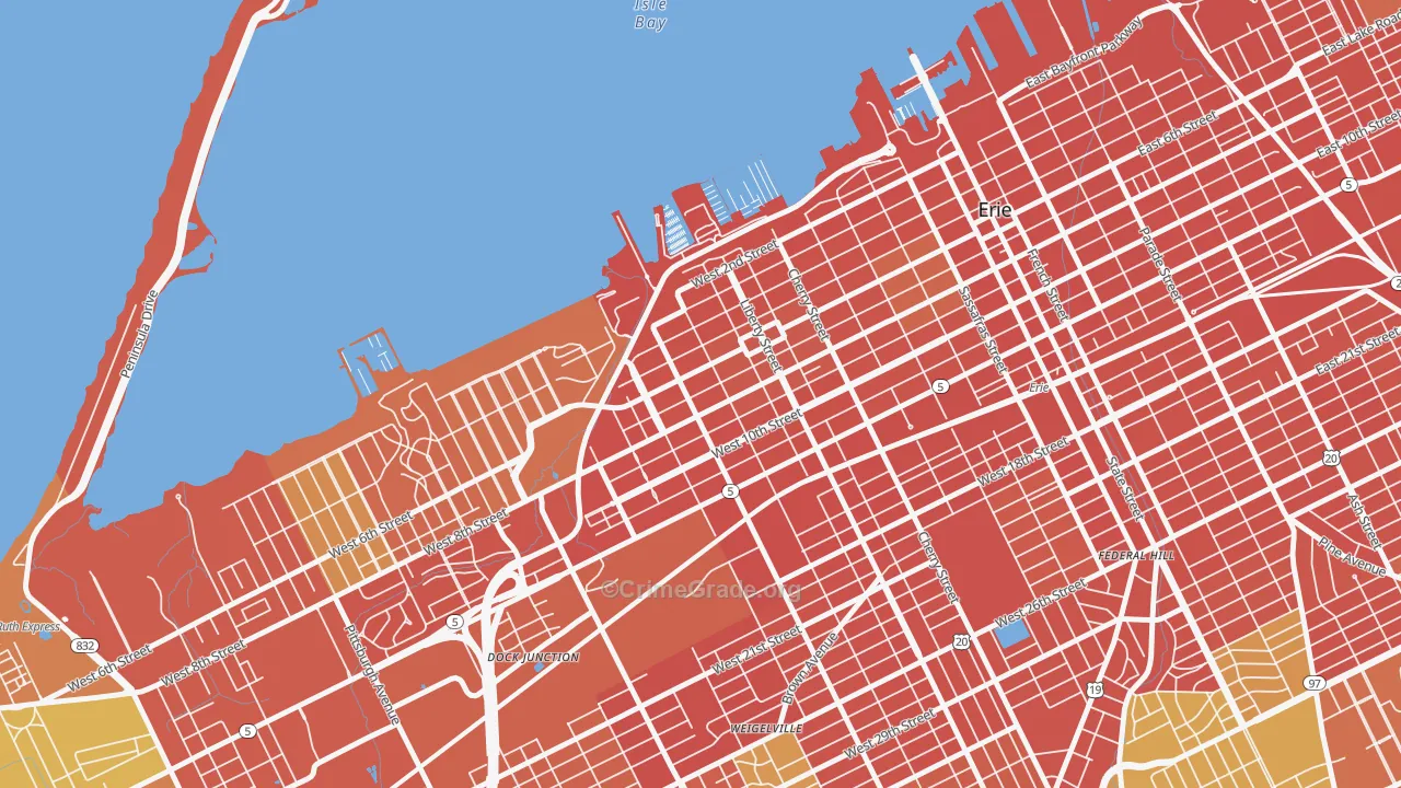 Bayfront, Erie, PA Map of Assault Rates
