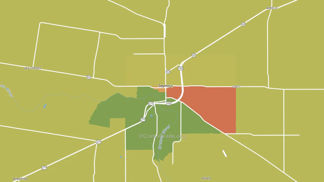 Baylor County, TX Map of Assault Rates