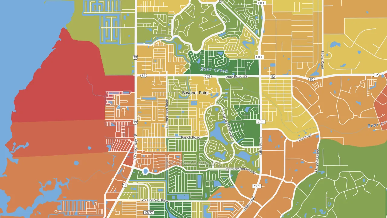 Bayonet Point, FL Map of Assault Rates