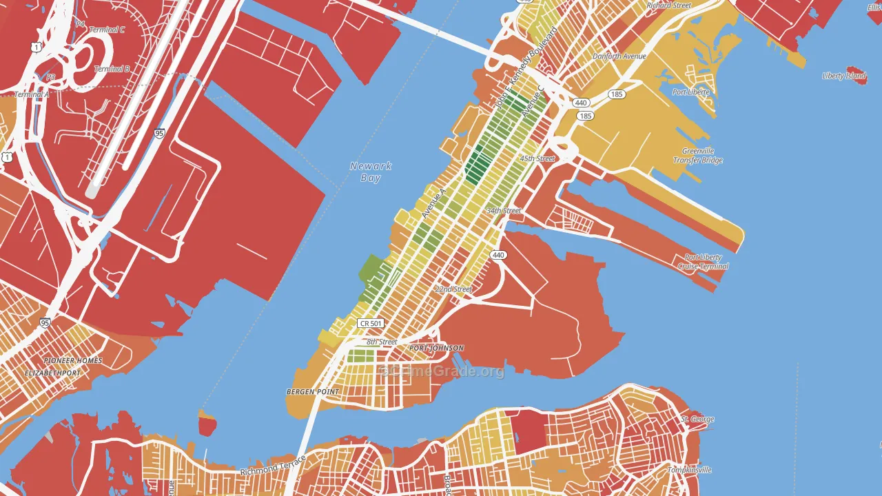 Bayonne, NJ Map of Assault Rates