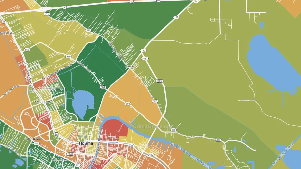 Bayou Blue, LA Map of Assault Rates