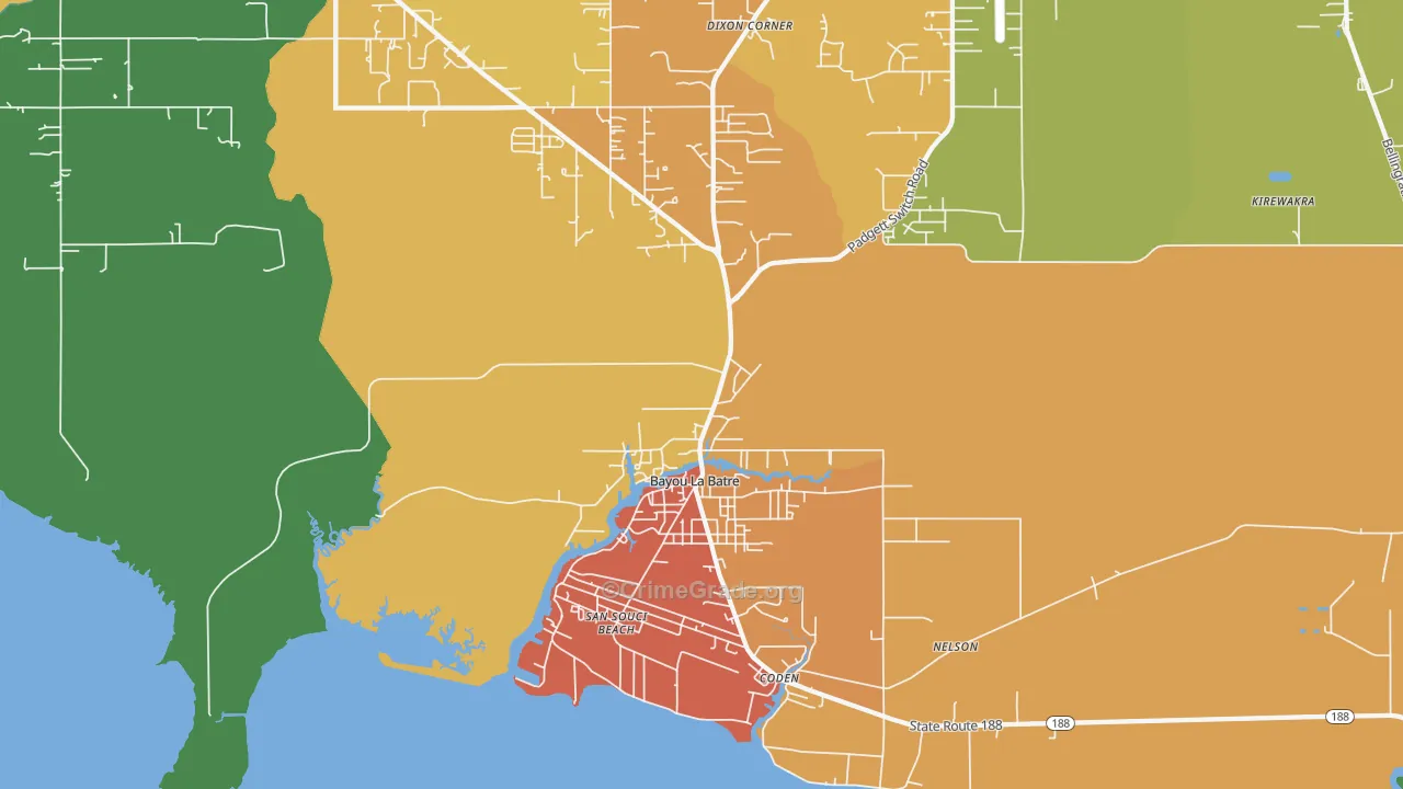 Bayou La Batre, AL Map of Assault Rates