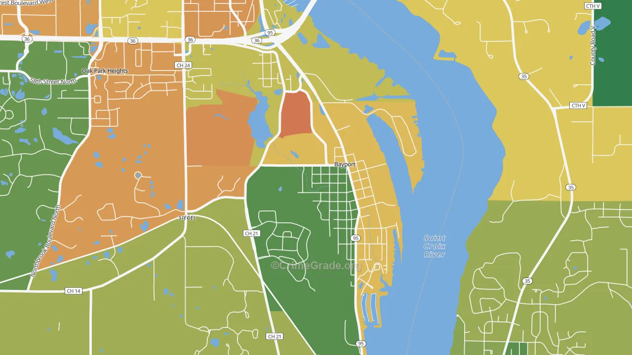 Bayport, MN Map of Assault Rates
