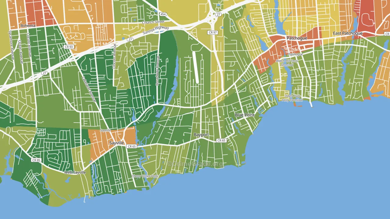 Bayport, NY Map of Assault Rates