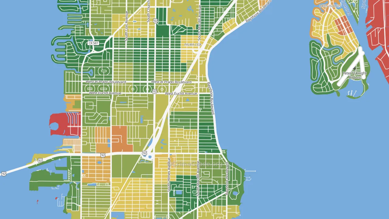 Bayshore Beautiful, Tampa, FL Map of Assault Rates