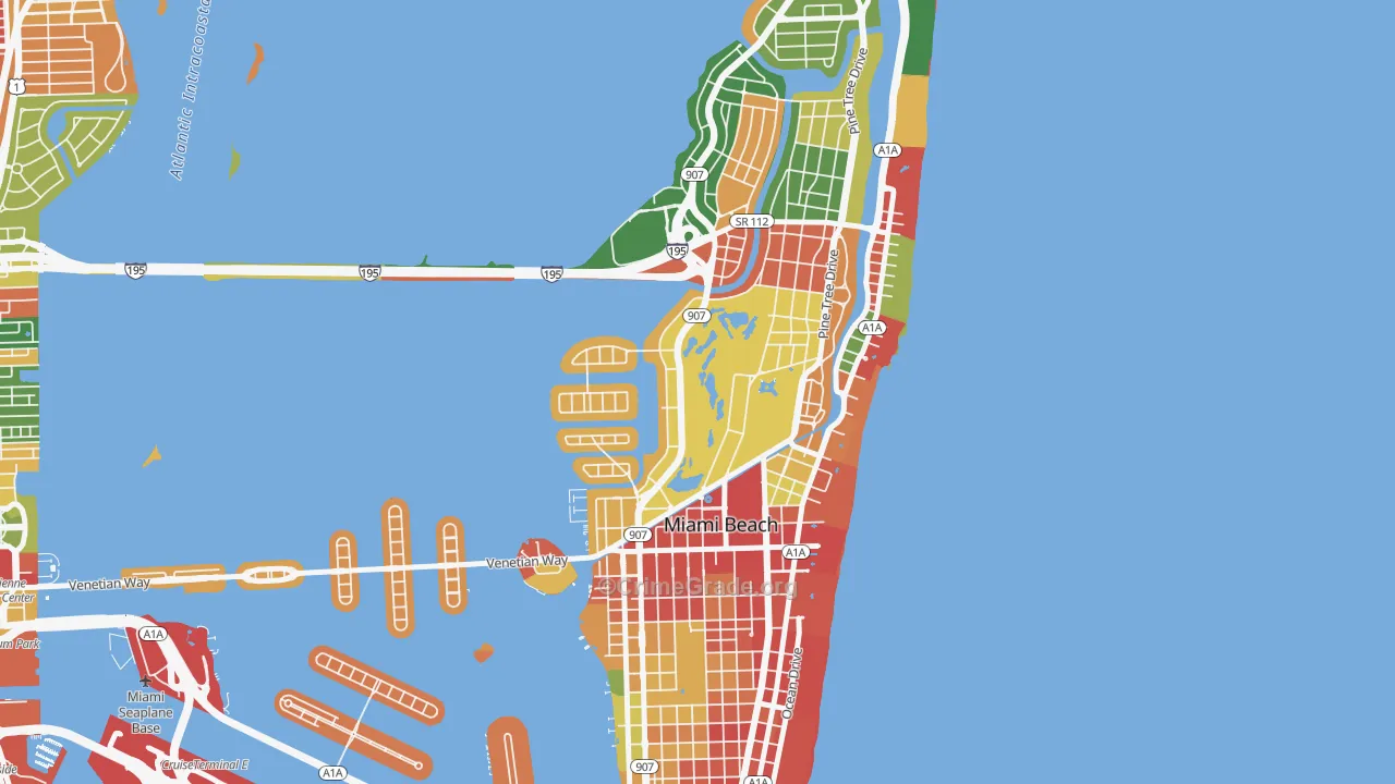 Bayshore, Miami Beach, FL Map of Assault Rates